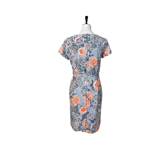 Banana Republic Womens Dress Size 4 Floral Keyhole Neck Career Sheath Work Wear - Picture 5 of 13